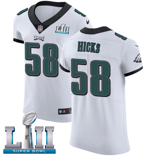 Nike Eagles #58 Jordan Hicks White Super Bowl LII Men's Stitched NFL Vapor Untouchable Elite Jersey